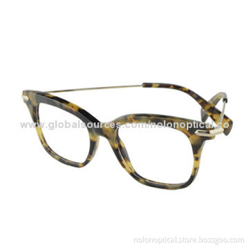 Reading Glasses, Brown Tort, Yellow Thin Metal Arms, Designer Optical Frames